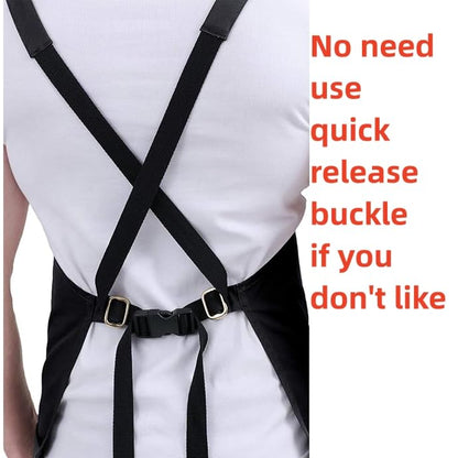 Kitchen Artist Apron for Chef, BBQ & Grill, 6 Deep Pockets with 1 Zipper Pocket,100% Cotton, M-XXL