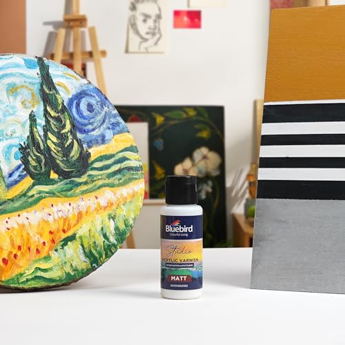 BLUEBIRD Studio Acrylic Varnish, Matt, 3.38 Fl Oz (100ML), Non-Yellowing, Non-Toxic, Anti-Crazing, Basic Varnish for Pro Artists, Hobby Painters & Kids