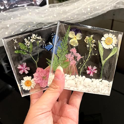 RESINWORLD 8 Pack Deep Coaster Molds, Square Round Coaster Resin Molds, Small Coaster Silicone Molds for Resin Casting, for Flower Bouquet Preservation