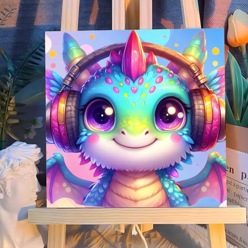 Reivworl Dragon Paint by Numbers Kit for Kids with Frame 8×8 inch | Dragon Paint by Number for Kids Age 6-8-12, Acrylic Paint by Numbers for Gifts and Decor - color: Style-8, size: 8×8inch
