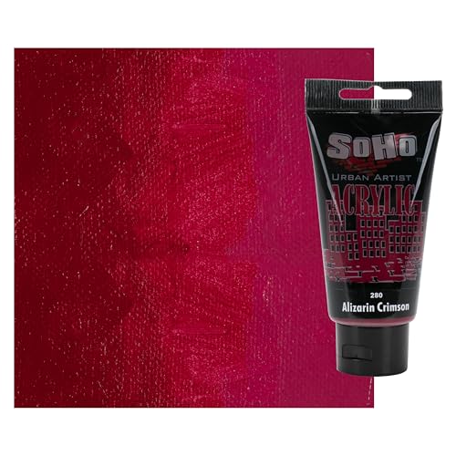 Soho Urban Artist Heavy Body Acrylic Paint - 75 ml Tube - Alizarin Crimson - Thick, Rich Color, Excellent Coverage, Professional Quality - Artists Acrylic Paint - color: Alizarin Crimson, size: 2.54 Fl Oz (Pack of 1)