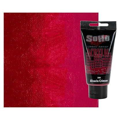 Soho Urban Artist Heavy Body Acrylic Paint - 75 ml Tube - Alizarin Crimson - Thick, Rich Color, Excellent Coverage, Professional Quality - Artists Acrylic Paint - color: Alizarin Crimson, size: 2.54 Fl Oz (Pack of 1)