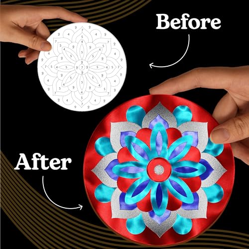 Unwynd Foil/Paint by Number Mandala Art & Craft Kit,Fun Adults, Women,Teens | 8 thick coasters, 80 foil sheets, fixative, sticker poke diy hobbies for kids, girls, ages 9-12, ladies, gifts for seniors