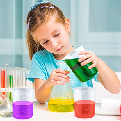 Coopay 12 Pack 300ml/10.1oz Plastic Beakers Epoxy Mixing Cups, Plastic Graduated Cups Clear Multipurpose Measuring Cups with 50 Pack Wooden Stirring Sticks for Resin, Epoxy, Stain, Mixing Paint - size: 300ml
