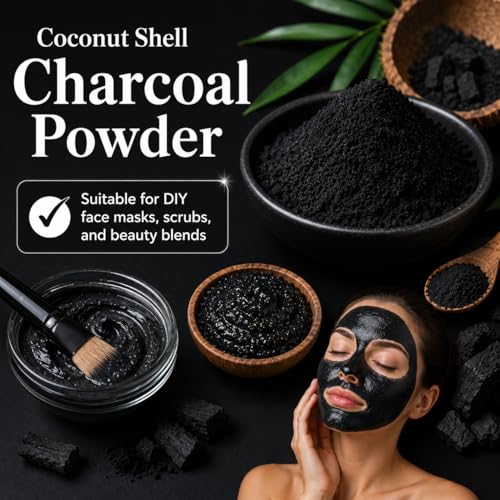 Coconut Shell Charcoal Powder (0.5 lbs / 227 g) – Ideal for Teeth Cleaning, Face Masks, Scrubs and Soap Making