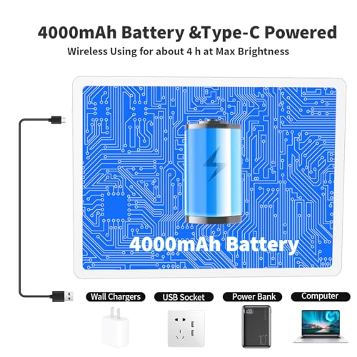 Elice Rechargeable A3 Light Pad with Carry Bag, Magnetic LED Light Board with Physical Button, Super Bright Diamond Art Light Pad, Ultra-Thin Light Box for Tracing, Weeding, Diamond Painting -White - color: White, size: A3 with Carry Bag
