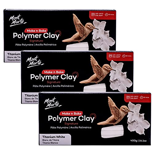 Mont Marte Make n Bake Polymer Clay 400g - Titanium White-3PACK - color: Titanium White, size: 42.3oz