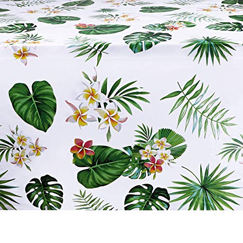 2 Pack Hawaiian Luau Tablecloths for Party Decoration, Hawaii Disposable Plastic Rectangular Table Covers, Aloha Tropical Palm Leaves Table Cloth, Summer Beach Kids Birthday Cocktail Party Supplies