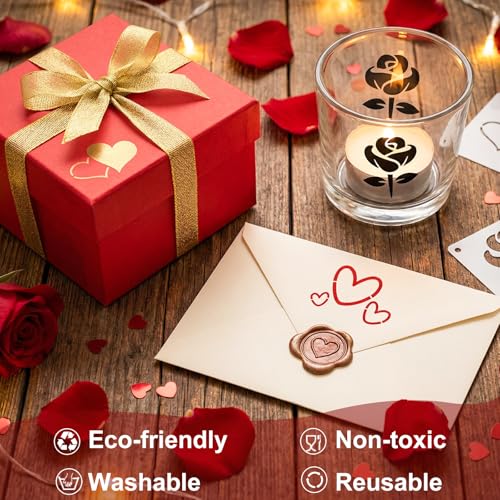 Fainne 100 Pcs 2 Inch Heart Stencils Small Stencils for Painting | Reusable Craft Stencils, DIY Scrapbook, Wood Wall Fabric Rock Chalkboard Sign Painting, Home Art Decor Projects - style: Conversation Heart
