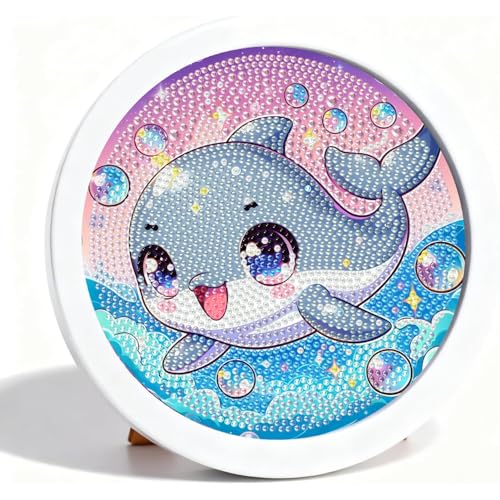 Arttoplus Dolphin Diamond Art Kits for Kids with Round Frame 8x8 inch - color: CC1128-US