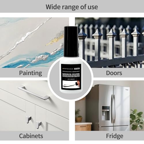 High Gloss Metallic Silver Acrylic Paint, Reflective Premium Shine, 0.68 fl oz - color: Silver