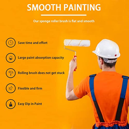 10 Pcs 6 inch Paint Roller Cover with 2 Frame Set | Microfiber Roller, High Density Foam Paint Rollers, Mini Paint Brush Kit for Painting Walls,Ceilings,Cabinets,Cupboards,Doors - size: 6", 10pieces