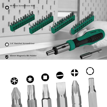 DEKOPRO Tool Set: 228 Piece Home Tool Kit, Household Basic Repair Tool Set Comes with Storage ToolBox, Socket Wrench Set for Car, Hand Tool Box Set for Home - Green - color: Green