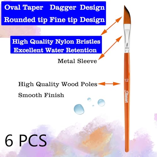 Sdanart Watercolor Brushes Professional,6 PCS Watercolor Paint Brushes