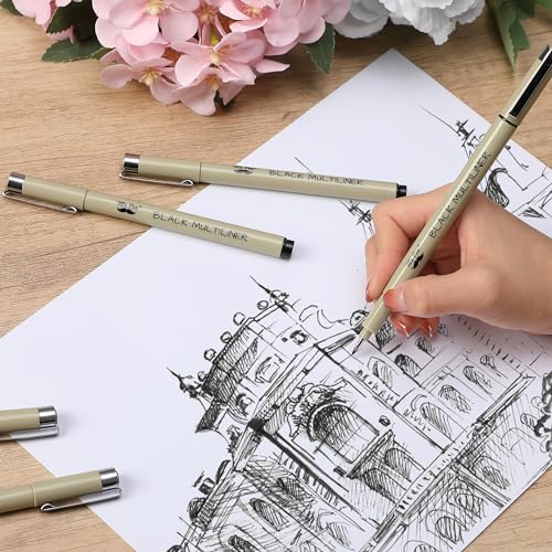 Mr. Pen- Drawing Pens for Artists, 8 Pack, Black Multiliner, Artist pens | Micro Pens for Drawing, Ink Pens for Drawing, Sketch Pens, Micro Pen, Fineliner Pens, Bible Journaling Pens - size: 8 Tip Sizes(0.4 to 3 mm)