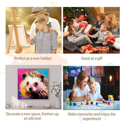 Artunion Framed Paint by Numbers Kit for Adults Beginners & Kids Ages 8-12,Colorful Hedgehog Paint by Number with Frame,Animal Easy Paint by Numbers Kit on Canvas 10 * 10 Inch Without Easel - color: ZXT-384-F