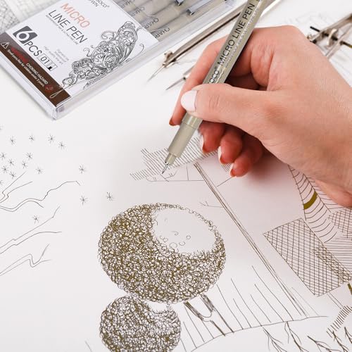 005 Micro Pen, Brown Fine Point Pen with Waterproof Archival Ink, 0.23mm Fineliner Ink Pens for Artist Illustration, Sketching, Anime, Manga, Technical Drawing and Scrapbooking - color: Brown