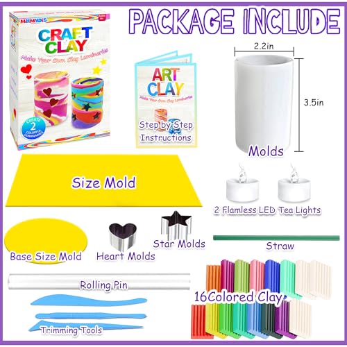 MHMYDIS Make Your Own Clay Luminaries - Clay Lanterns Making Kit Activity for Boys Girls Age 6 7 8 9 10 11 12 Year Old and up - Arts and Crafts Kit for 8-12 Year Olds - size: Small
