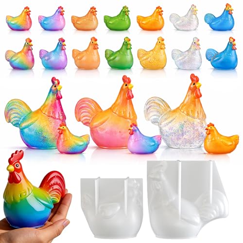 2Pcs Chicken Resin Molds, Rooster Animal Silicone Molds for Resin - color: Chicken Resin Molds
