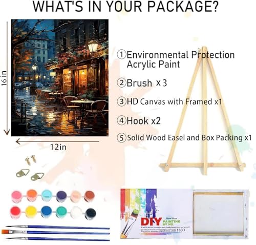 Paint by Numbers for Adults with Framed Canvas,Paint by Numbers Kits with Wooden Easel Drawing Paintwork ,DIY Acrylic Oil Painting Kits with Brushes Nice Gift Box for Home Wall Decor(12x16 Inch) - color: MT12335-Framed