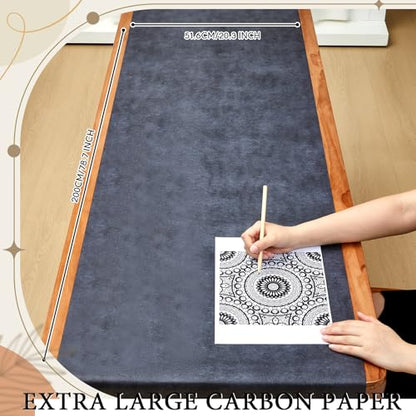 Dinifee 5 Sheets Large Carbon Paper for Tracing 20.3 x 78.7 Inch Graphite Transfer Paper Waxed Carbon Transfer Paper for Wood, Paper, Canvas, Woodworking Patterns, Fabric, Sketch Drawing, Black - size: 20.3 x 78.7 Inch