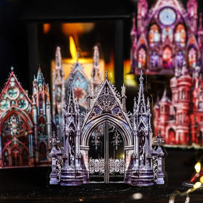 60PCS Moonlight City PET Stickers, Large Gothic Castle Stickers for Scrapbooking, DIY Crafts, Journaling, and Junk Journal Ephemera with Organizer - color: Moonlit City