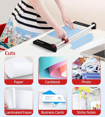 Firbon 15 Inch Rotary Paper Trimmer with Replaceable Blade | Heavy Duty 10-Sheet Capacity | Up to 15" Cutting | Cut Cardstock, Photo & Scrapbooking Crafts | Office, School & Home Use - size: 15-Inch