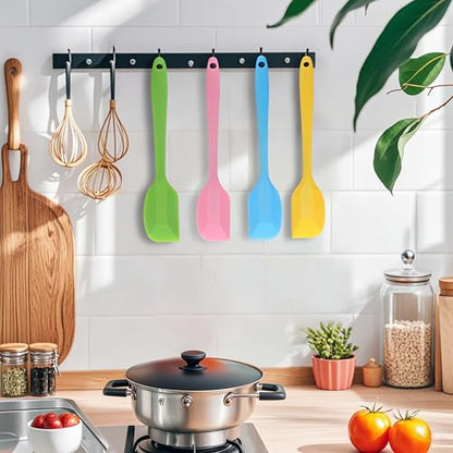 4 Pcs Silicone Spatulas Rubber Spatula Small Spatula,8 Inch Baking Mini Spatula Mixing Tool for Nonstick Cookware Cooking - color: Green Pink Yellow Blue
