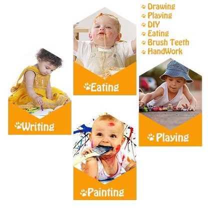 Kids Art Smocks 4 Pack Painting Apron Waterproof Artist Smock with Long Sleeve and 3 Pockets for Age 3-8 Years - color: Red+blue+ Yellow+pink