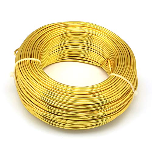 Fashewelry 918 Feet 0.5-0.6mm Aluminum Wire Gold Bendable Metal Craft Wire for Beading Jewelry Craft Making - color: Round-22 Guage-Gold