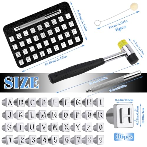 36 Pcs Leather Stamping Kit, 6mm Leather Stamps with Letters and Numbers - color: 6mm 36stamps