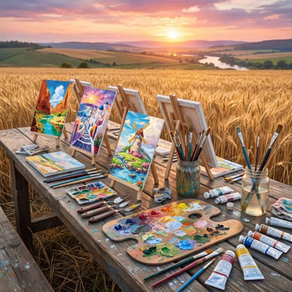 Sherr 12 Pcs Pre Drawn Canvas for Adults,Natural Scenery,8 x 10 Inch - size: 8 x 10 Inch, style: Natural Scenery,