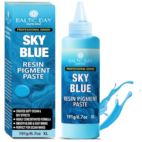 BALTIC DAY Sky Blue Epoxy Resin Pigment Paste XL (191g/6.7oz) – Opaque Epoxy Dye & High Concentration Coloring Paste, Mica Powder Alternative for Resin Art, Jewelry, Tumblers, River Tables & Crafts - color: Sky Blue XL