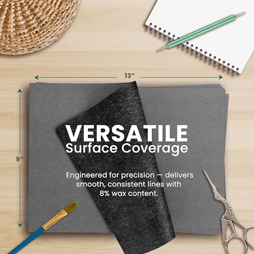 MyArtscape Graphite Transfer Paper 9" x 13" 50 Black Waxed Sheets | Waxed Carbon Paper Graphite Paper with 50 reusable sheets for tracing on canvas, wood, paper, metal and ceramic