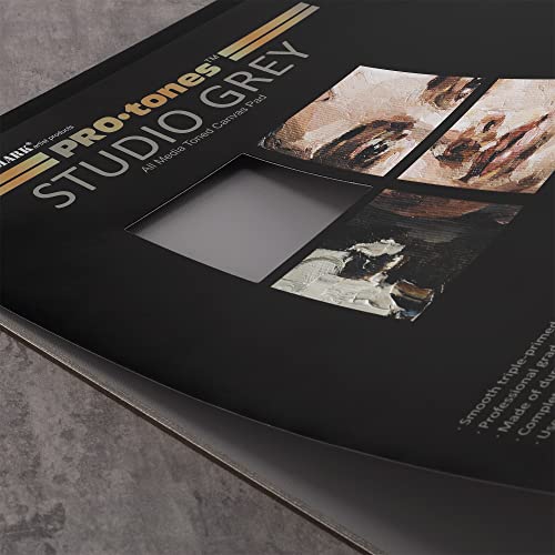 Paramount Pro-Tones All-Media Toned Canvas Pads - Triple-Primed Toned Canvas Pads for Acrylic, Oil, Gouache, & More! - [Studio Grey - 9x12] - color: Studio Grey, size: 9x12"