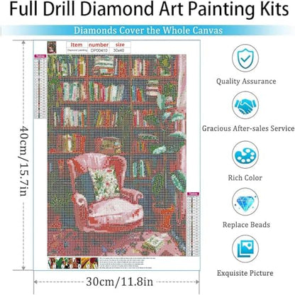 Diamond Art Kits for Adults,Book Square Drill Diamond Painting Kits 12x16in - color: DP02795
