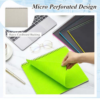 4 Landscape Legal Pad 11 x 9.5 College Ruled Top Spiral Horizontal Notebook | 4 Neon Pads, 50 Sheets Each, Hole Punched Pages, Bright Color Coding for Classes, Projects, Daily Schedules and Subject Notes - color: Neon