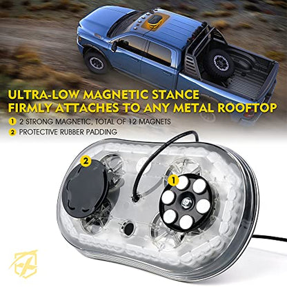 Xprite COB LED Rooftop Strobe Light Bar, Super Bright 19 Adjustable Lighting Modes with Magnetic Base for Construction Vehicles Tow Trucks Snowplow, Amber - color: Amber