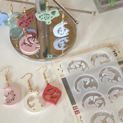 4Pcs Earring Resin Silicone Molds with 40 Earring Hooks, Epoxy Resin Jewelry Molds Silicone Set for Casting Irregular Shape Mold for Earrings Pendant Necklace Bracelet Keychain (4 Pcs-Large) - size: 4 Pcs-Large