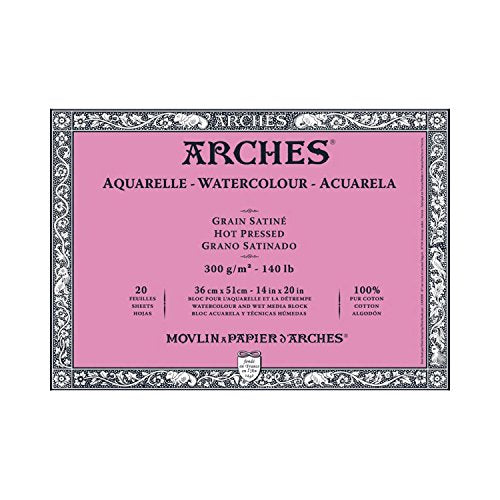 Arches Watercolor Paper Block, Hot Press, 14" x 20", 140 pound - size: 14"x20", style: Hot Press