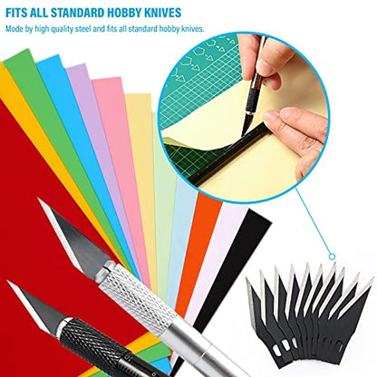 EHDIS Precision Craft Knife Blades 11# Refill Art Blades Cutting Tool With Storage Case for Hobby, Scrapbooking, Stencil (50)