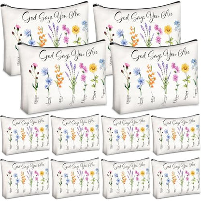 12 Pcs Christian Makeup Bags for Women, Bible Verse Cosmetic - style: Elegant Style