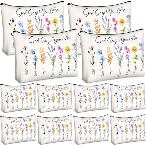 12 Pcs Christian Makeup Bags for Women, Bible Verse Cosmetic - style: Elegant Style