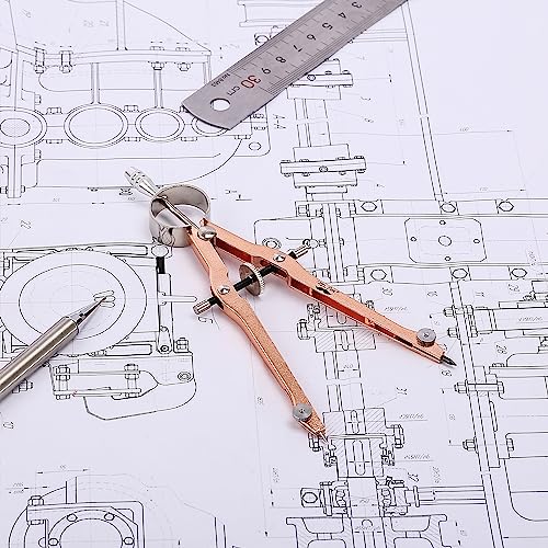 Mr. Pen- Professional Compass for Geometry, Extra Lead | Metal Compass Drawing Tool for Students, Drafting and Engineering, Technical Drawings, Circles and Geometry Projects - color: Rose Gold