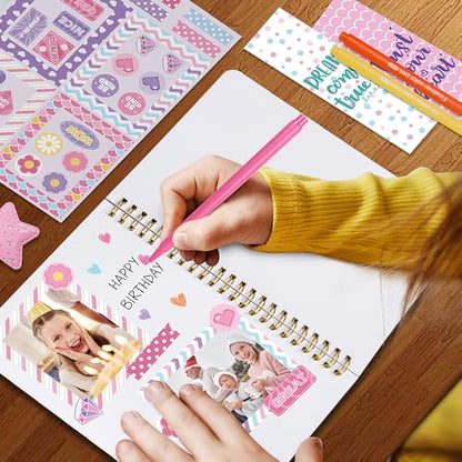 Nollh DlY Journal Kit for Girls Scrapbook Gifts for 8-12 Year Old Girl | 200+PCS Teen Tween Girl Gifts Trendy Stuff Stationery Set Art Crafts Kit 8 9 10 11 12 13 14 Year Old Girl Birthday Gift