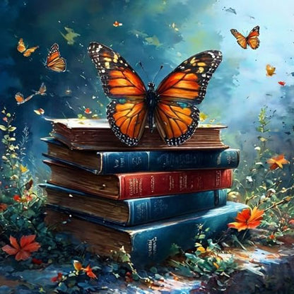 Yanfairy Book Diamond Art Painting Kits for Adults, Butterfly Full Drill Diamond Dots Paintings for Beginners, Round 5D Paint with Diamonds Pictures Gem Art Painting Kits DIY Crafts Kits 12x16inch - color: Book Butterfly