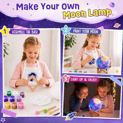 Paint Your Own Moon Lamp Kit, 3D Moon Night Light, Crafts for Kids Age 4-12 - style: Moon