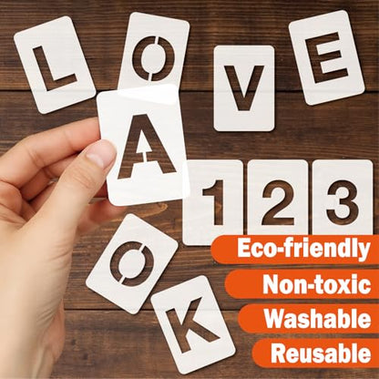 Large Letter Stencils 36pcs 5 Inch Number Alphabet Reusable Plastic Templates Craft Stencil Paint Template Signs for Road, Wall, Wood, Mailbox（5in） - size: 5in