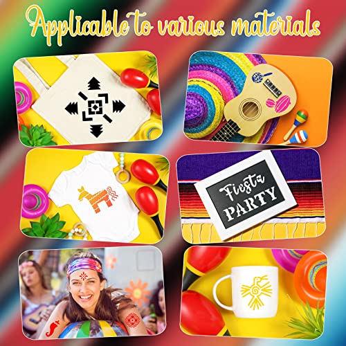 Fainne 100 Pcs 2 Inch Mexican Stencils Small Stencils for Painting | Reusable Craft Stencils, DIY Scrapbook, Wood Wall Fabric Rock Chalkboard Sign Painting, Home Art Decor Projects - style: Mexican Festival