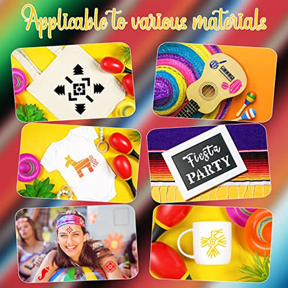 Fainne 100 Pcs 2 Inch Mexican Stencils Small Stencils for Painting | Reusable Craft Stencils, DIY Scrapbook, Wood Wall Fabric Rock Chalkboard Sign Painting, Home Art Decor Projects - style: Mexican Festival